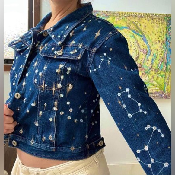 The sequin Constellation Denim Jacket - handmade - Picture 4 of 7